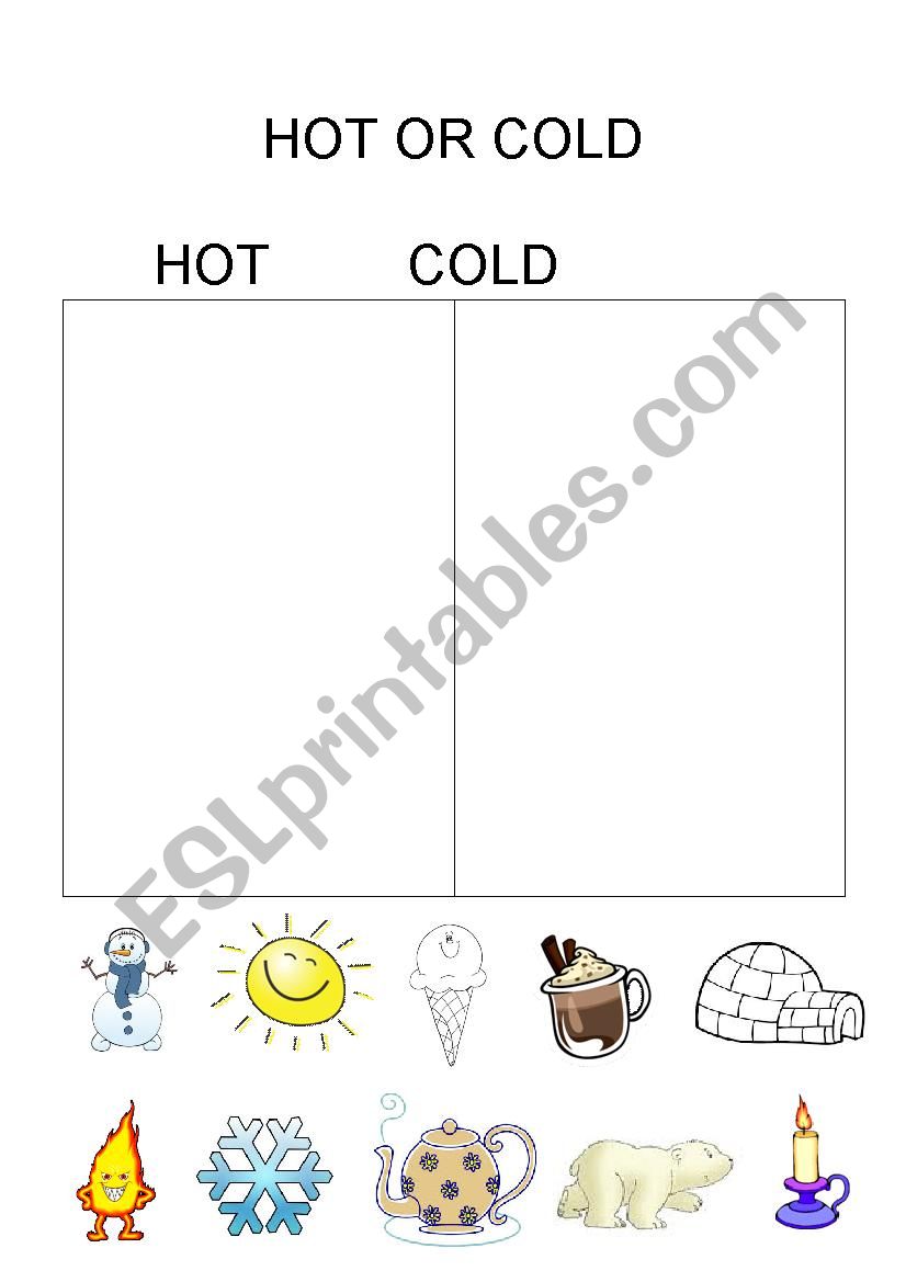 HOT or COLD worksheet