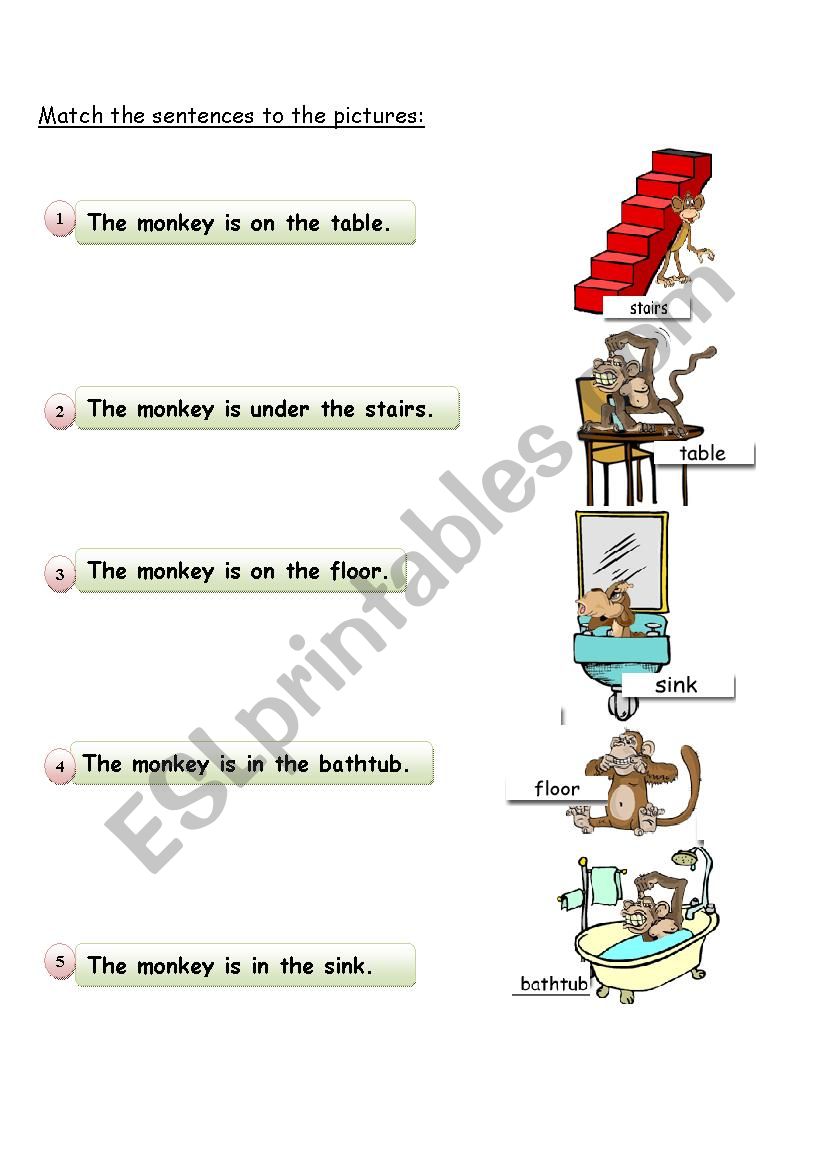 in, on and under worksheet