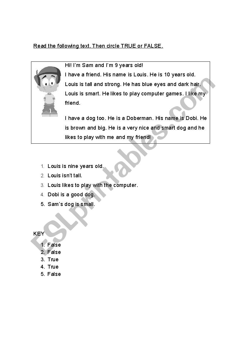 Reading Comprehension worksheet