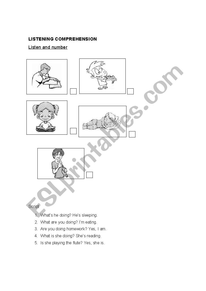 Listening Comprehension worksheet