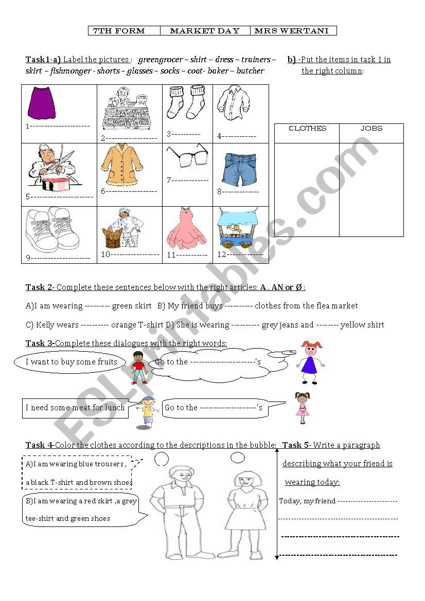 HOUSE / MARKET DAY worksheet