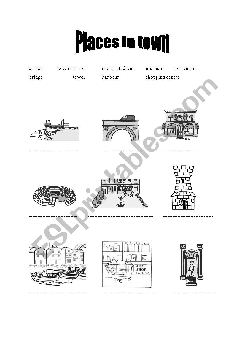 Places in town worksheet worksheet