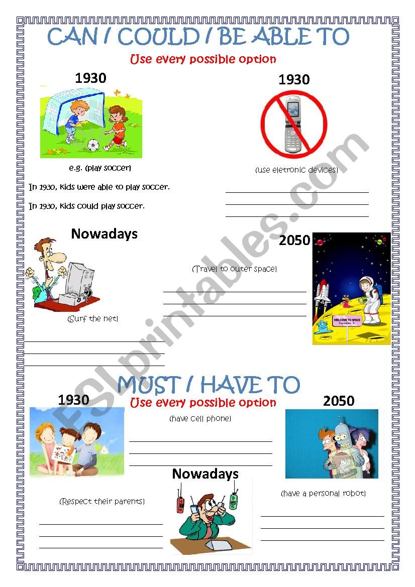 Past form of Modal Verbs worksheet