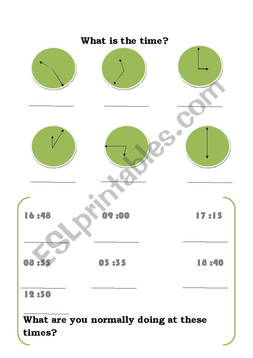 What time is it? worksheet