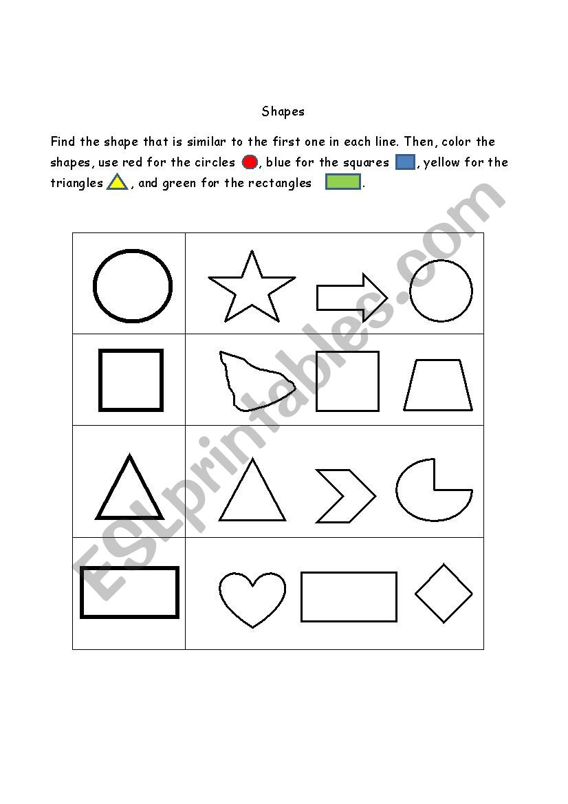 Shape for kindergarden worksheet