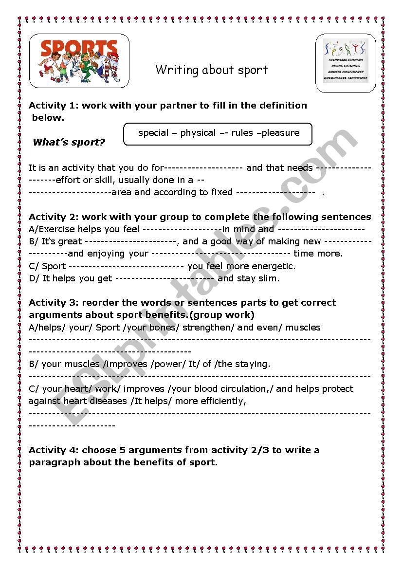 sport  worksheet