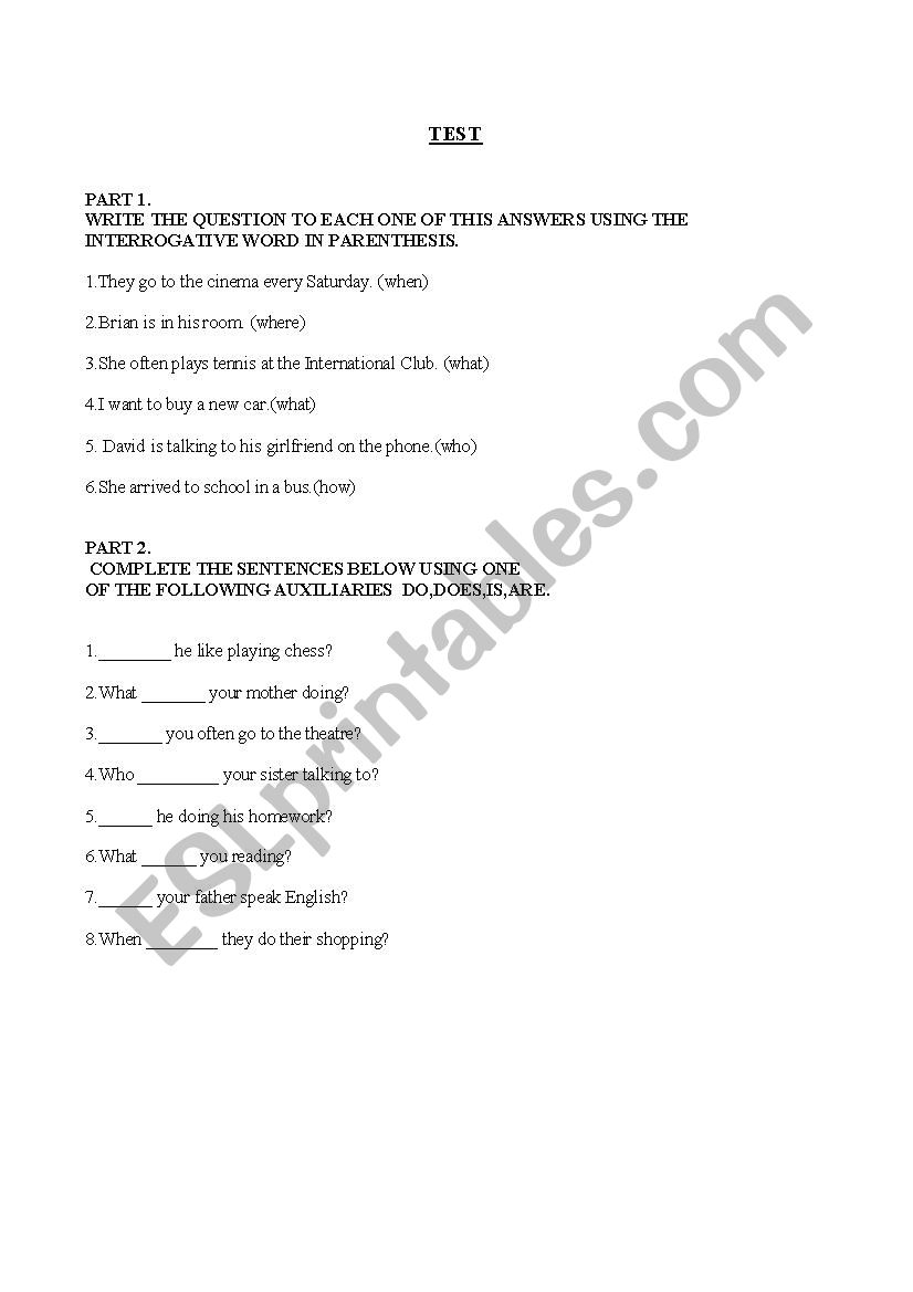 grammar review worksheet