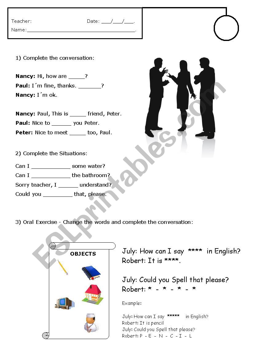 Greetings worksheet