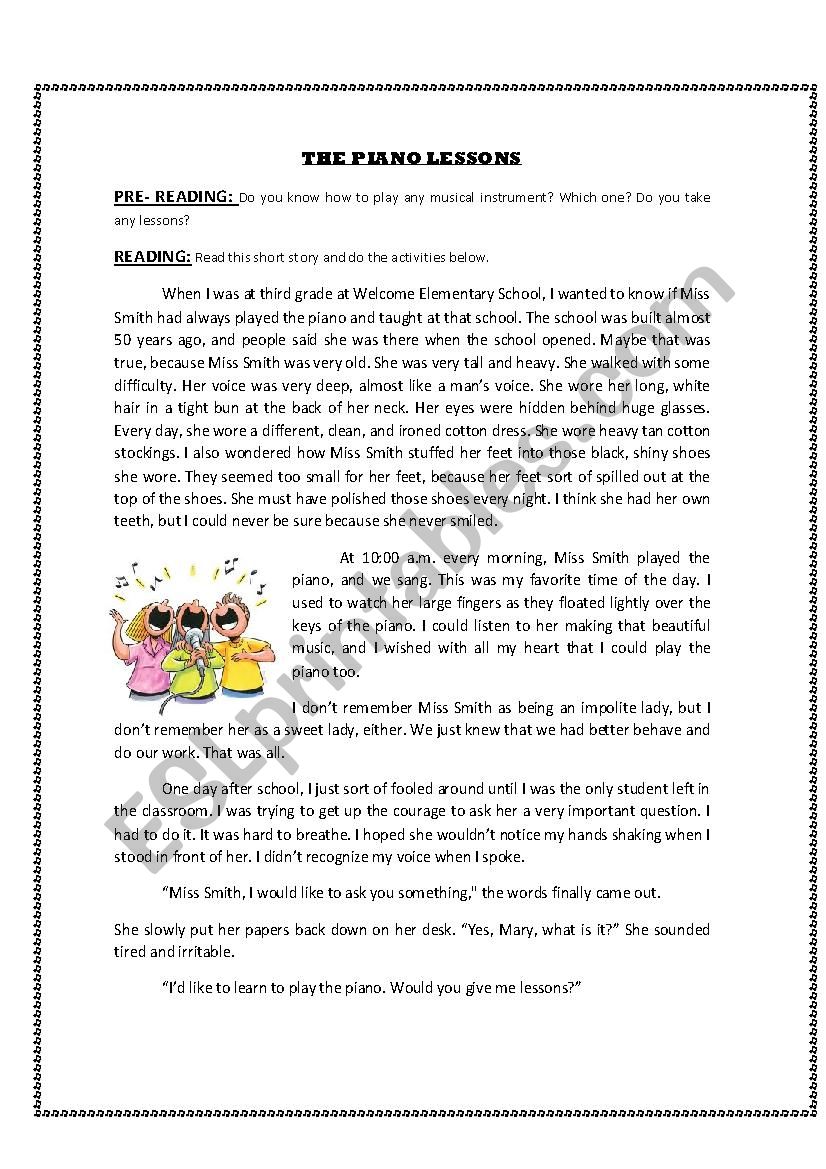 THE PIANO LESSONS worksheet