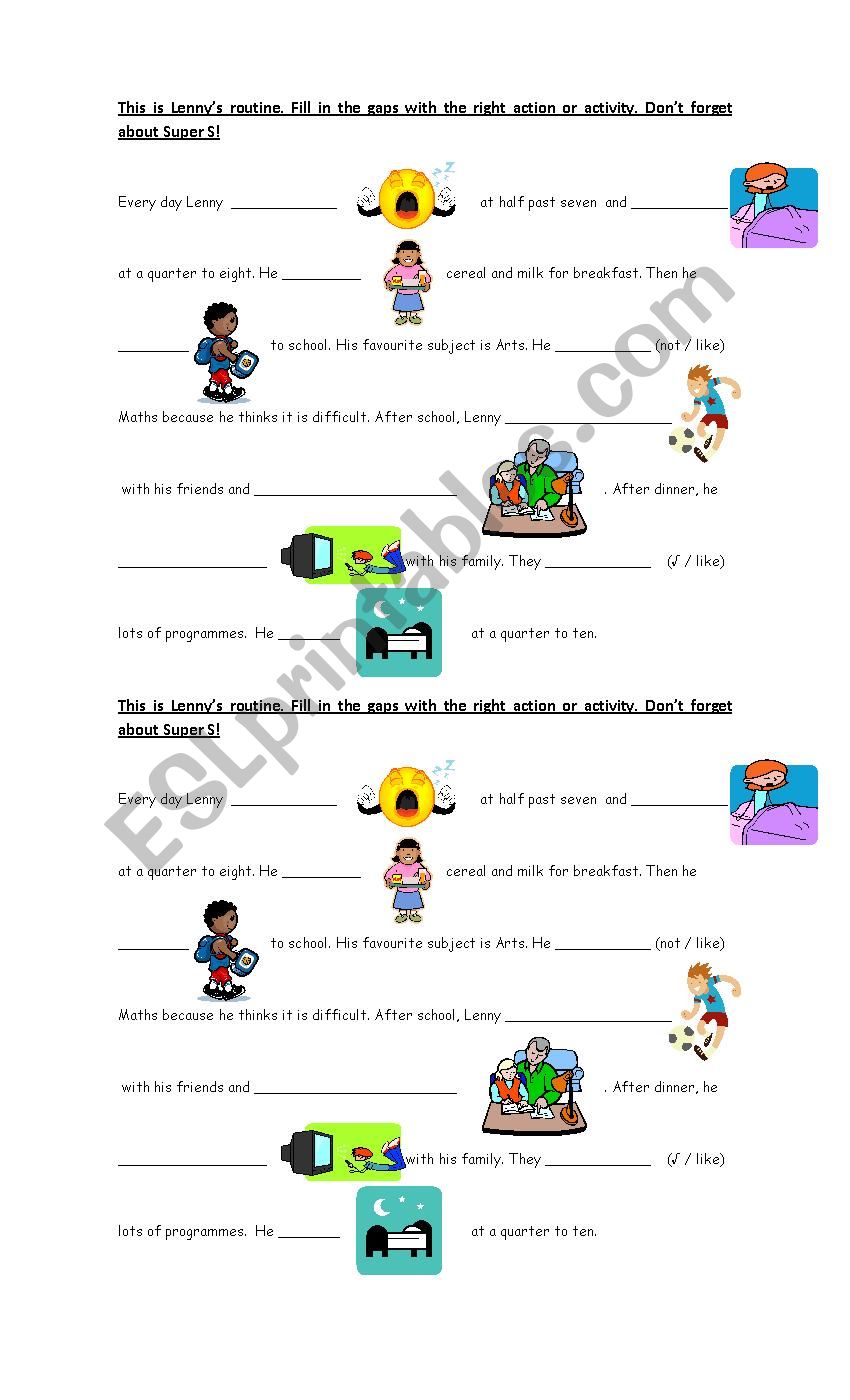 Present Simple Routine worksheet