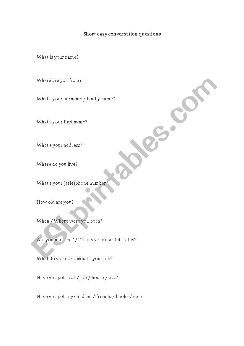 LetÂ´s make conversation worksheet