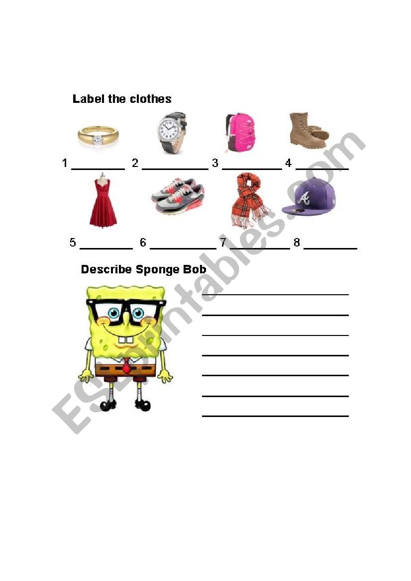 clothes worksheet