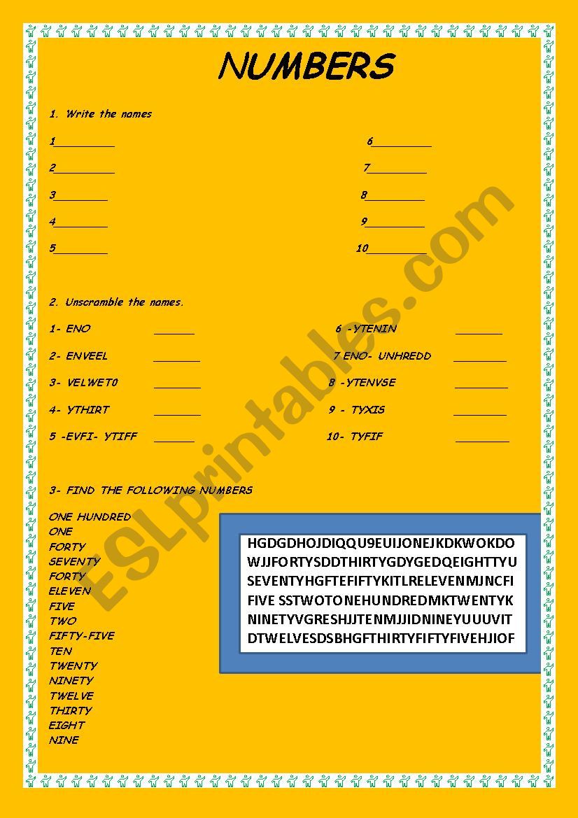 NUMBERS worksheet