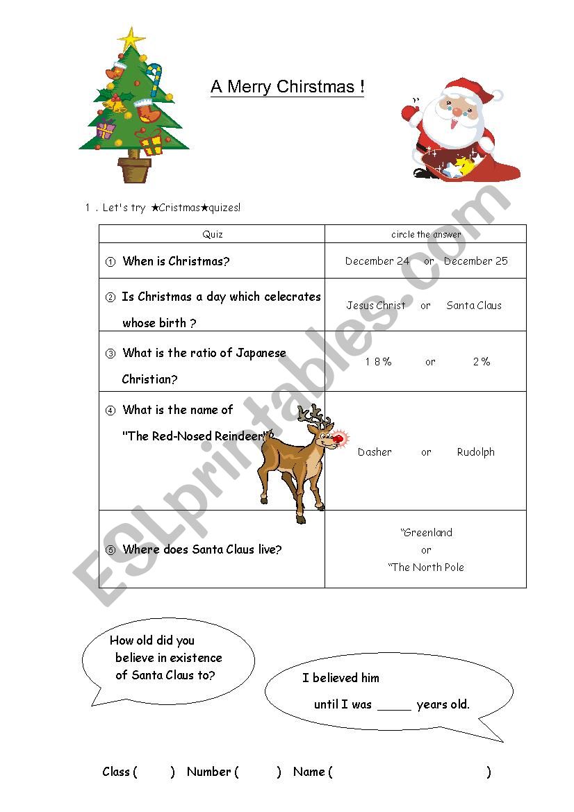 Christmas Quiz worksheet