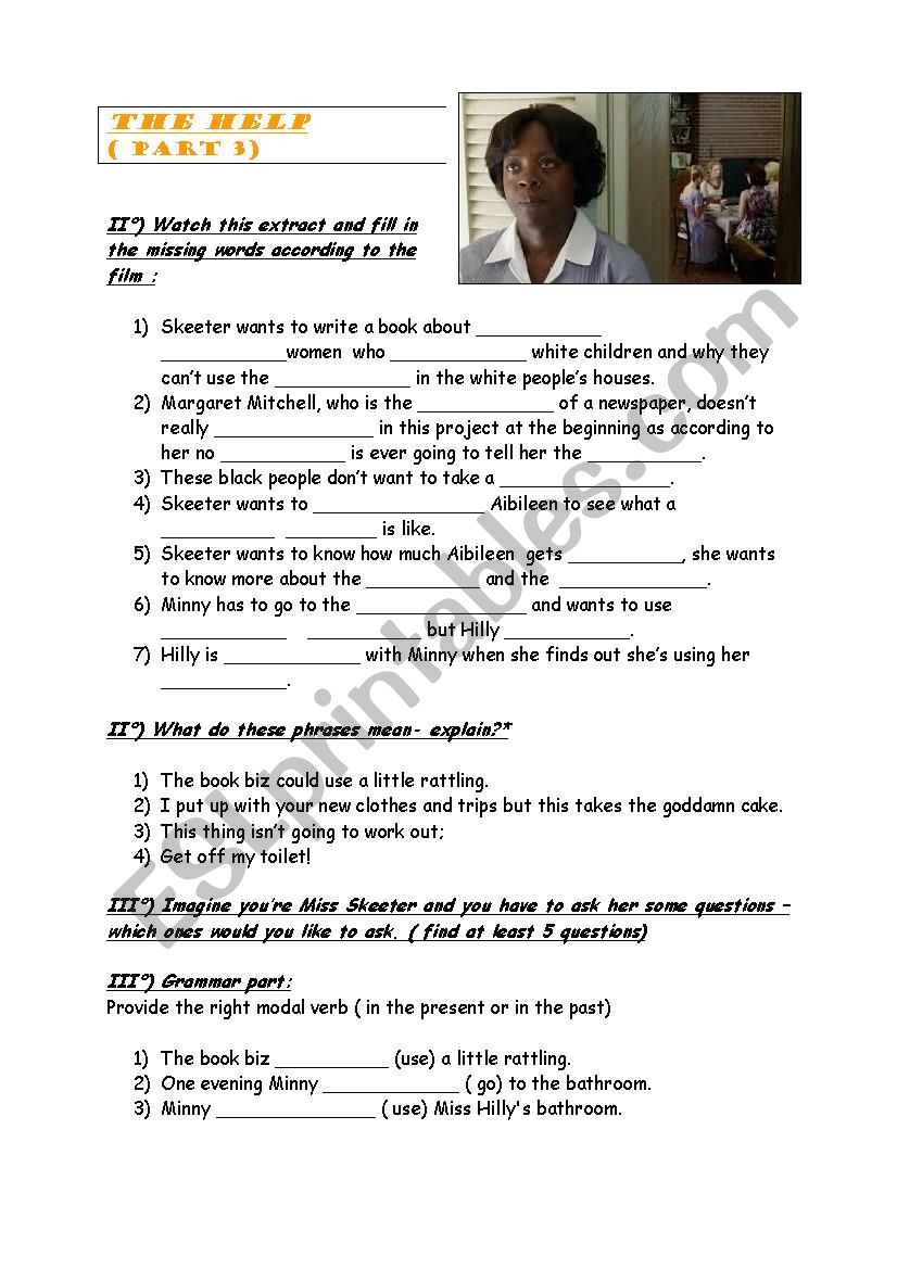 Film : The Help part2 worksheet