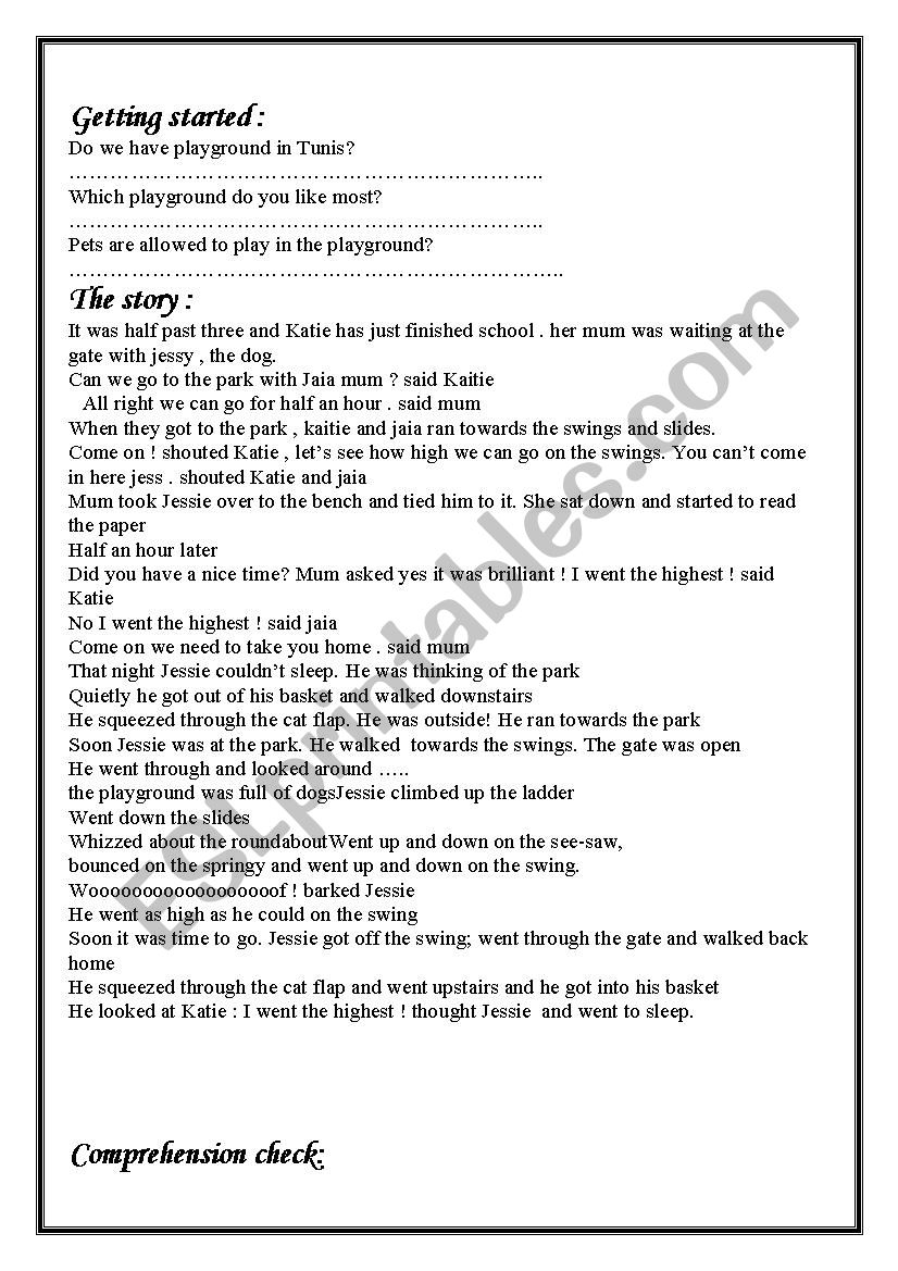 PLAYGROUND worksheet