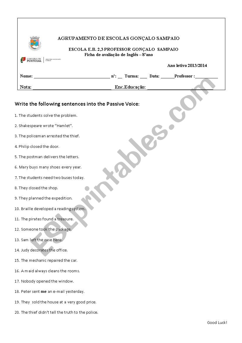 Passive Voice I worksheet