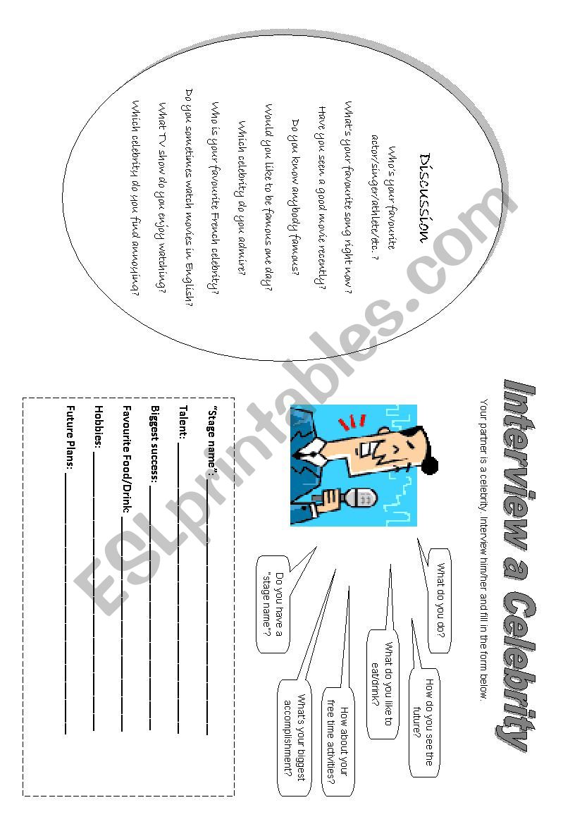 Celebrity Interview worksheet