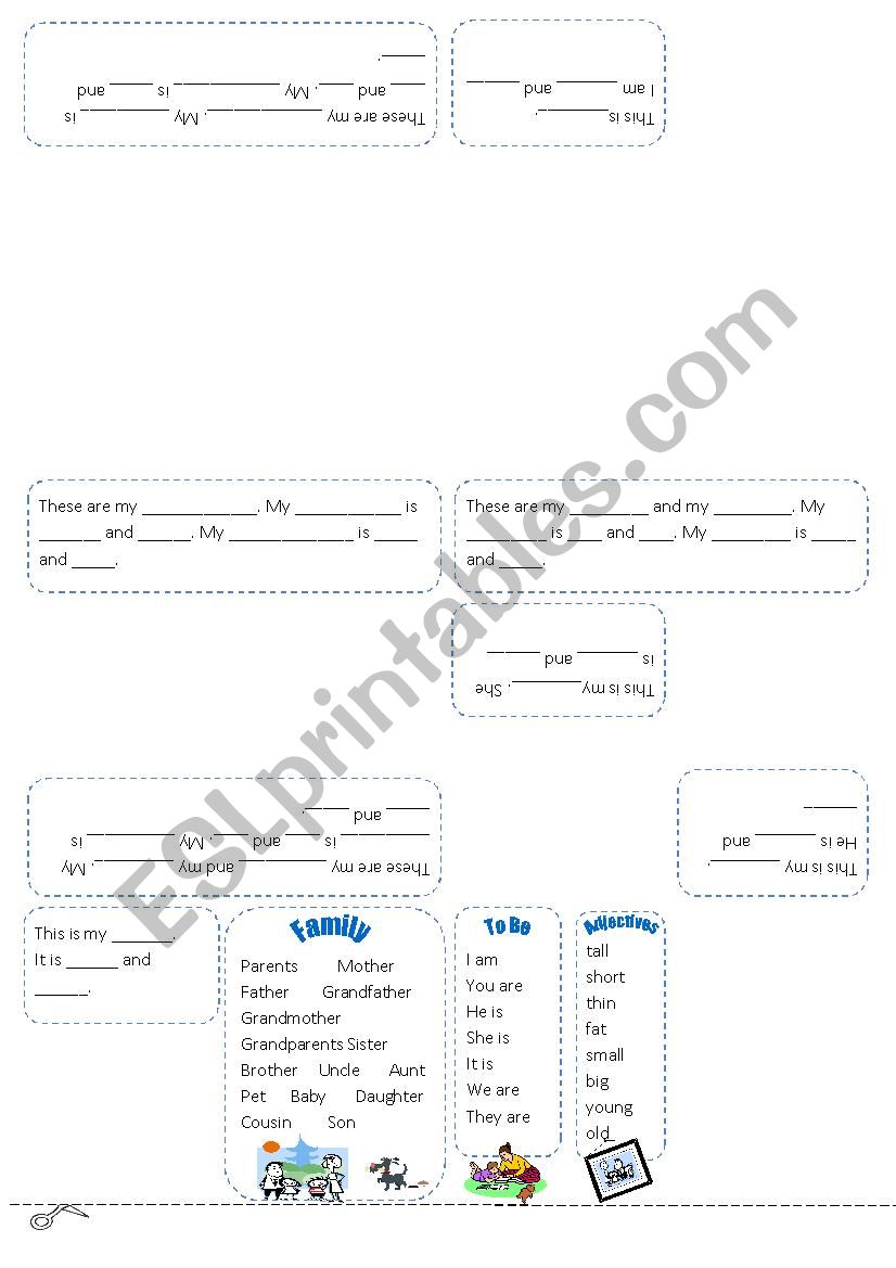 Family, verb to be and adjectives mini book