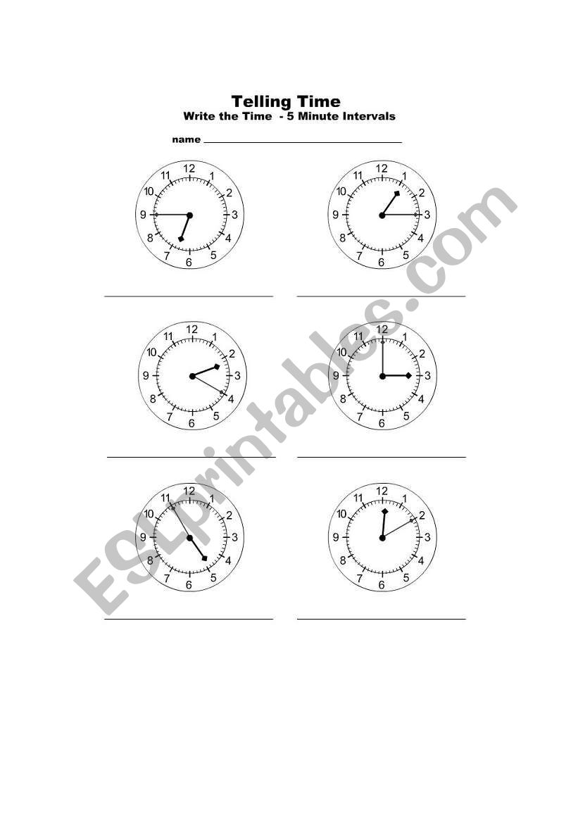 Telling time worksheet