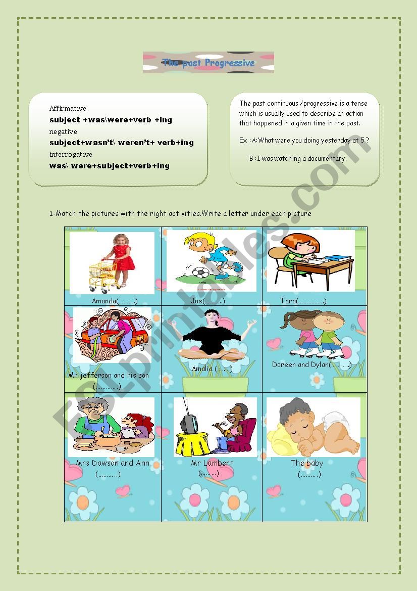 the past continuous worksheet