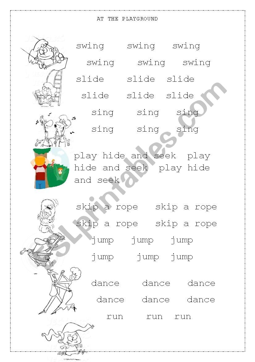 at the playground worksheet