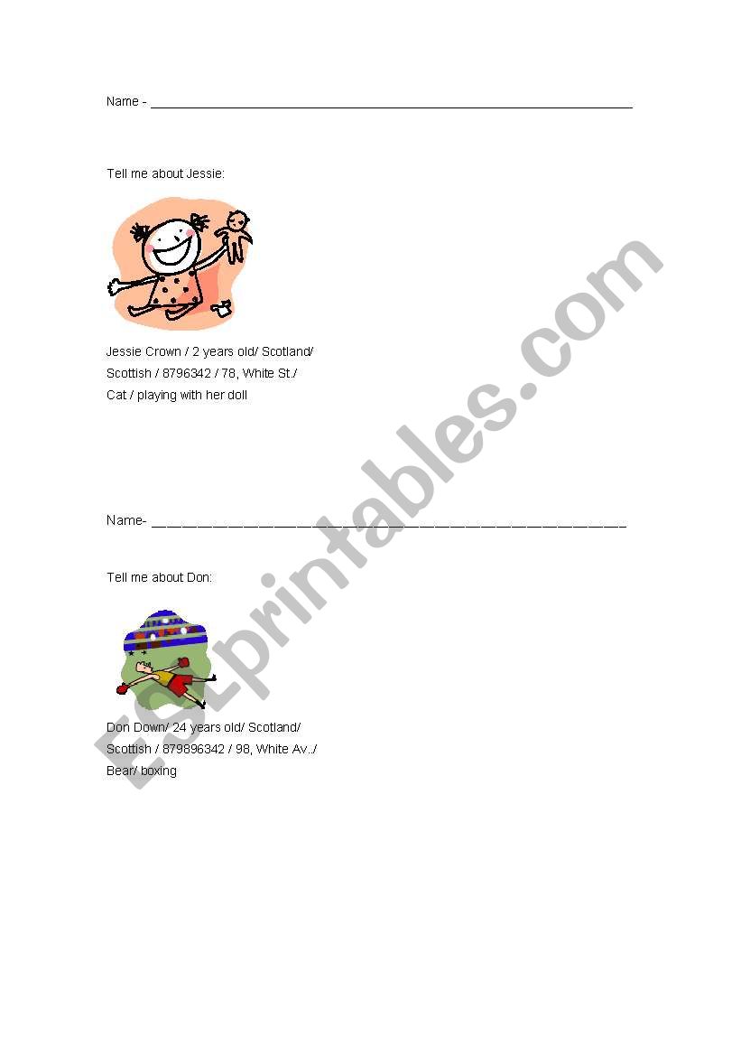 describing people worksheet