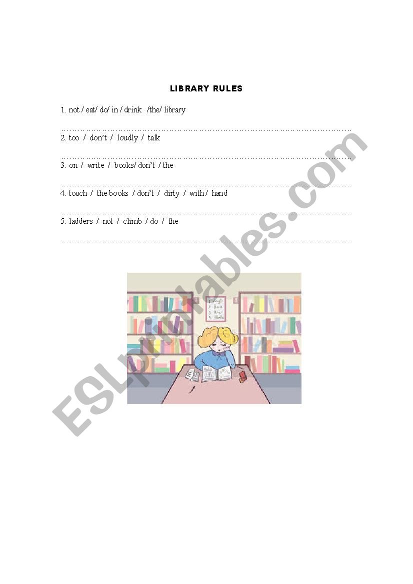LIBRARY RULES worksheet