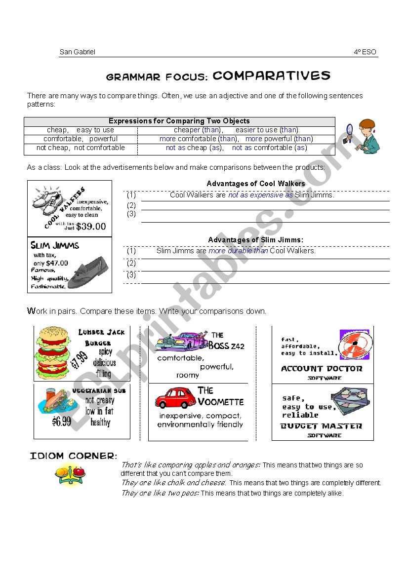 Comparatives worksheet