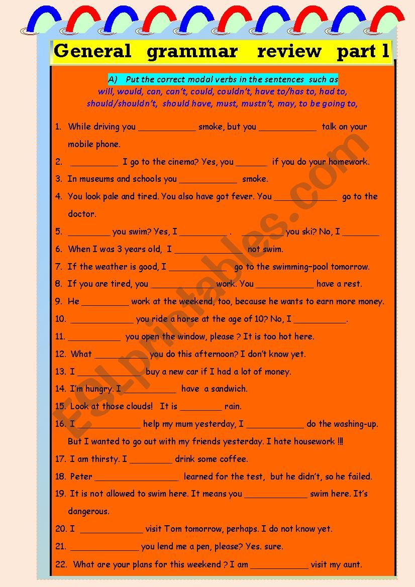 General grammar review part 1 - modal verbs