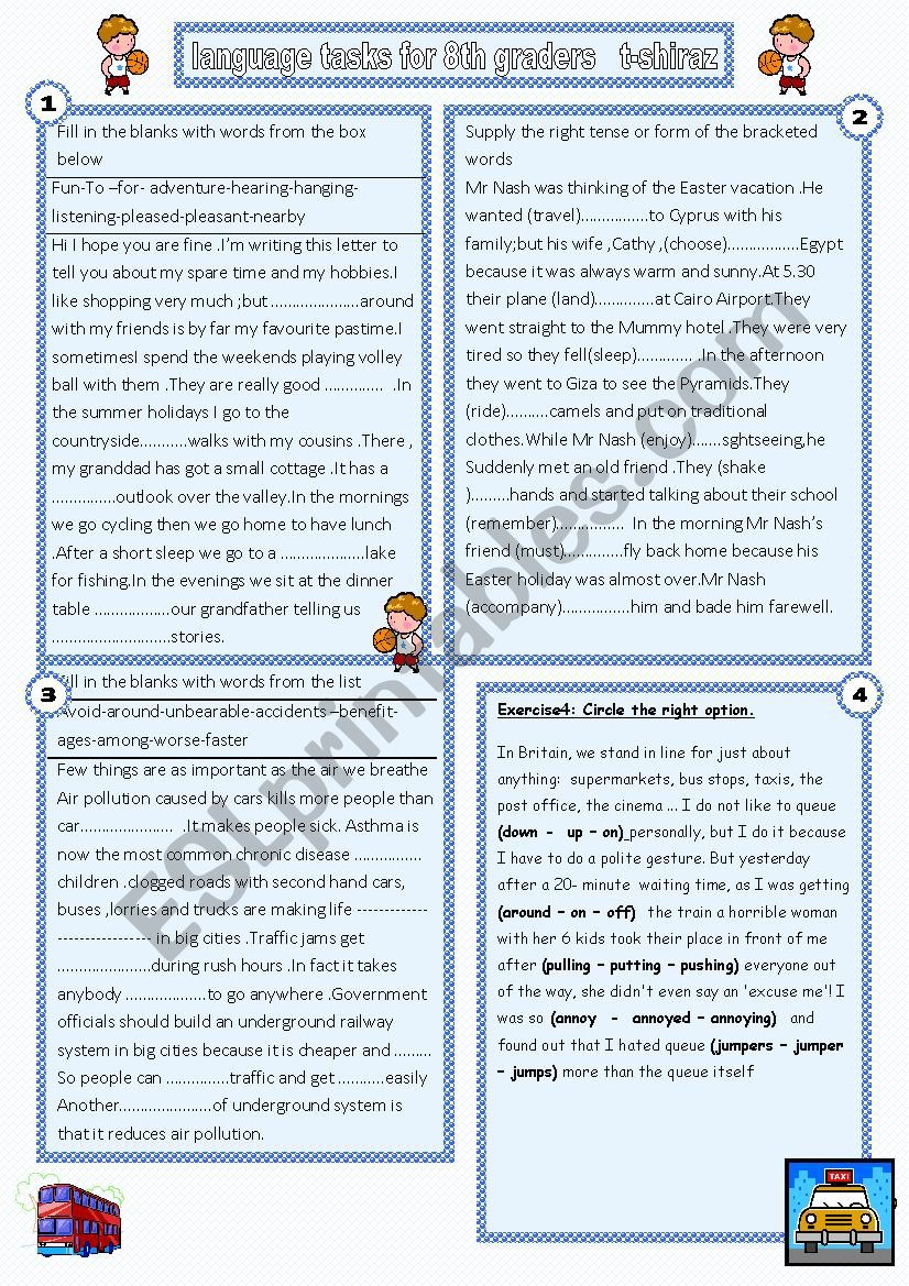 mixed activities worksheet