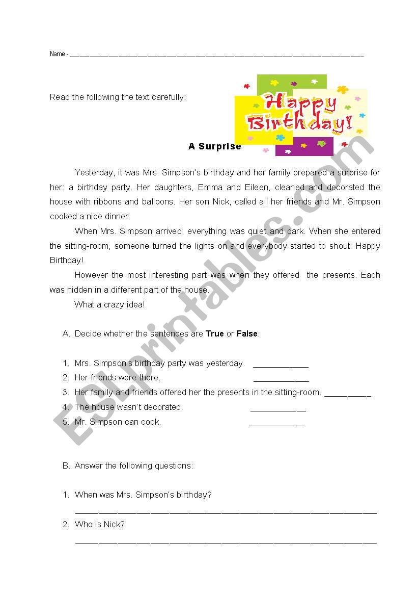 S. Past worksheet