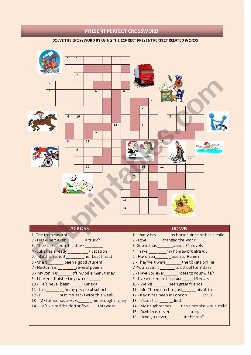 PRESENT PERFECT CROSSWORD worksheet