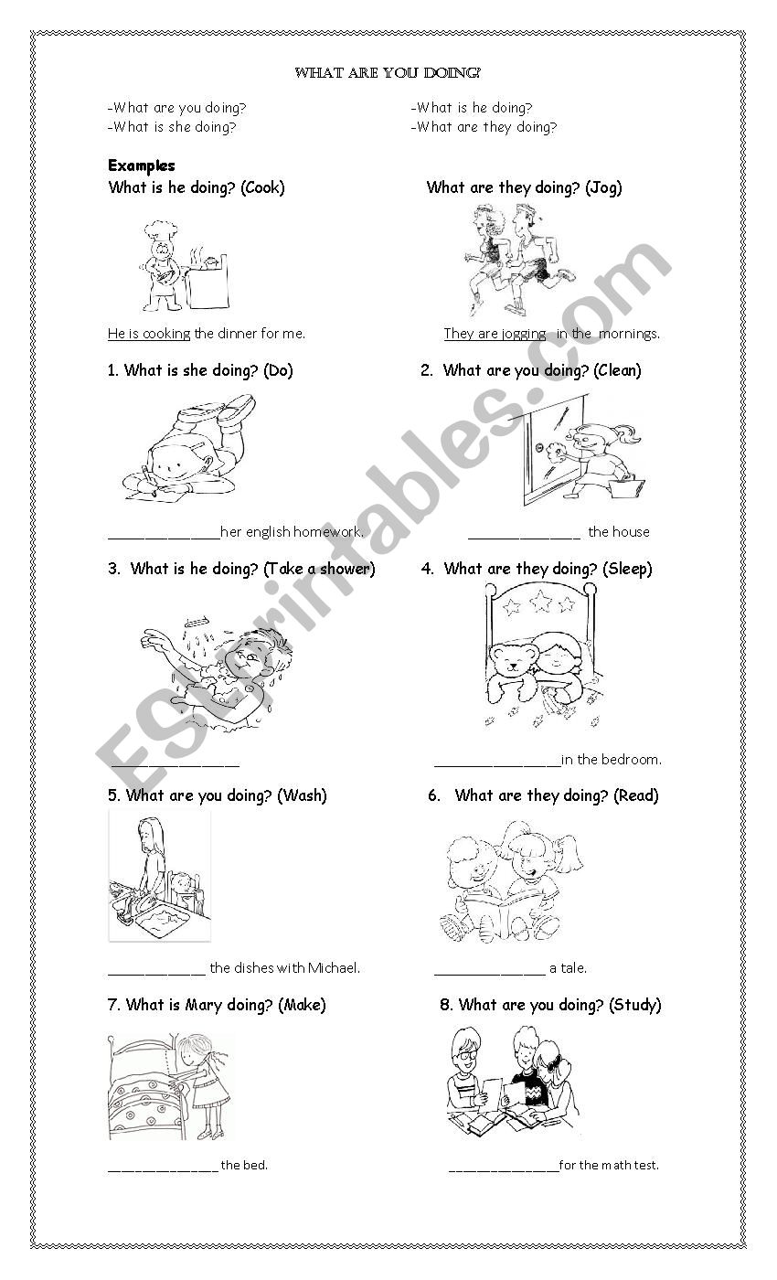 The present continuous worksheet