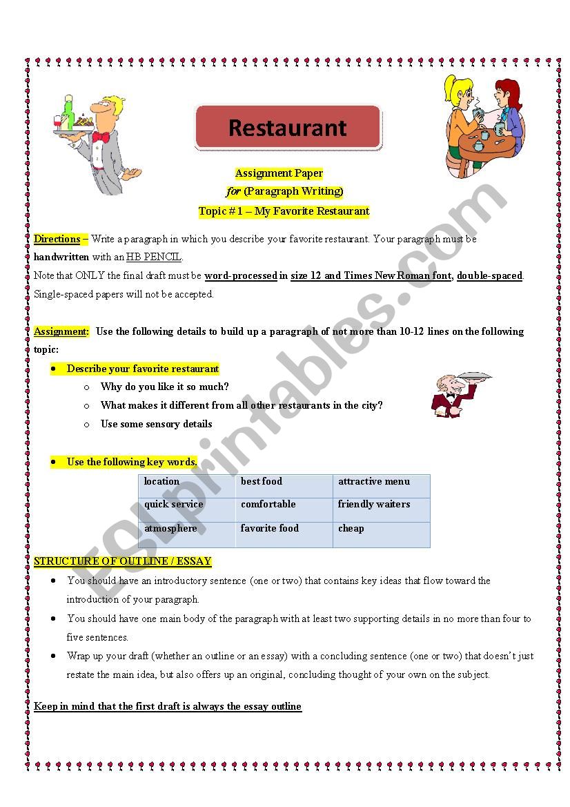 how to describe a restaurant in creative writing