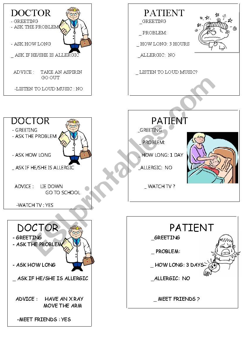 illnesses worksheet