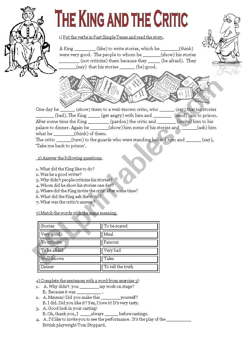 The King and the Critic worksheet