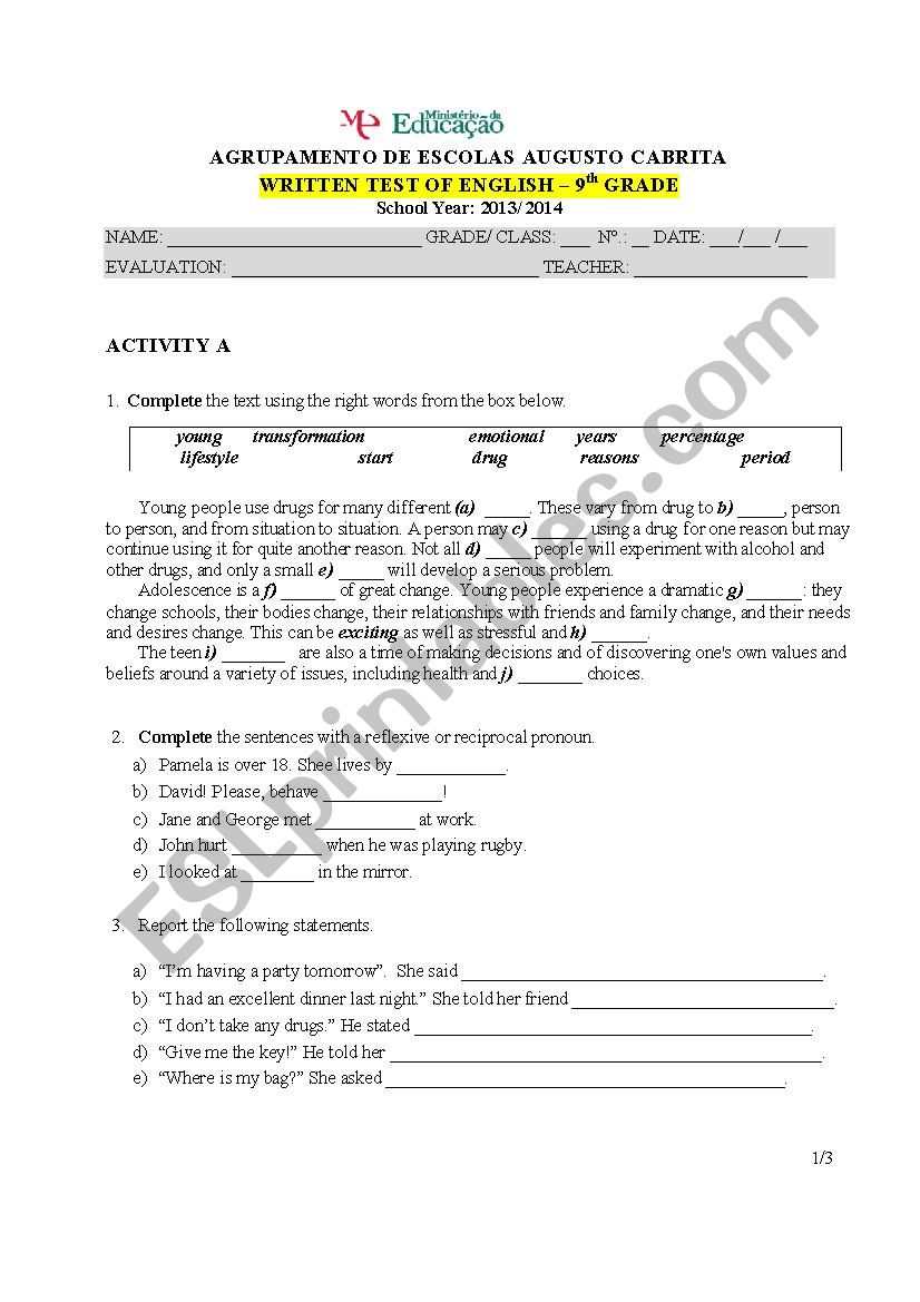 teens and addictions worksheet