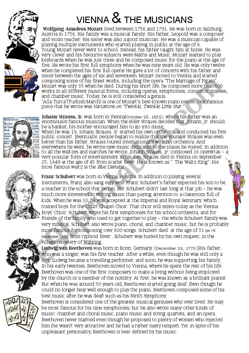 Music and Vienna  worksheet