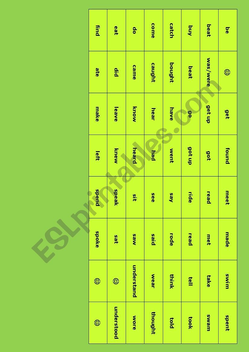 domino - irregular verbs  worksheet