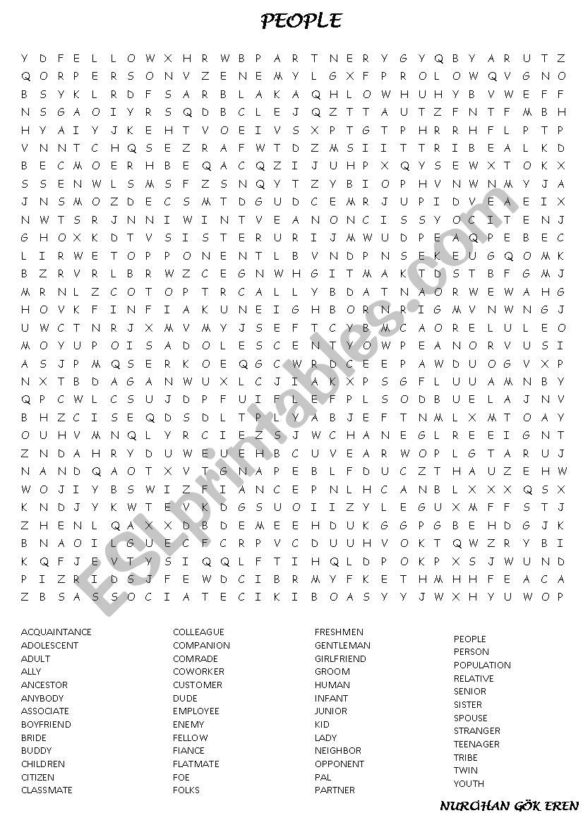 people wordsearch puzzle worksheet