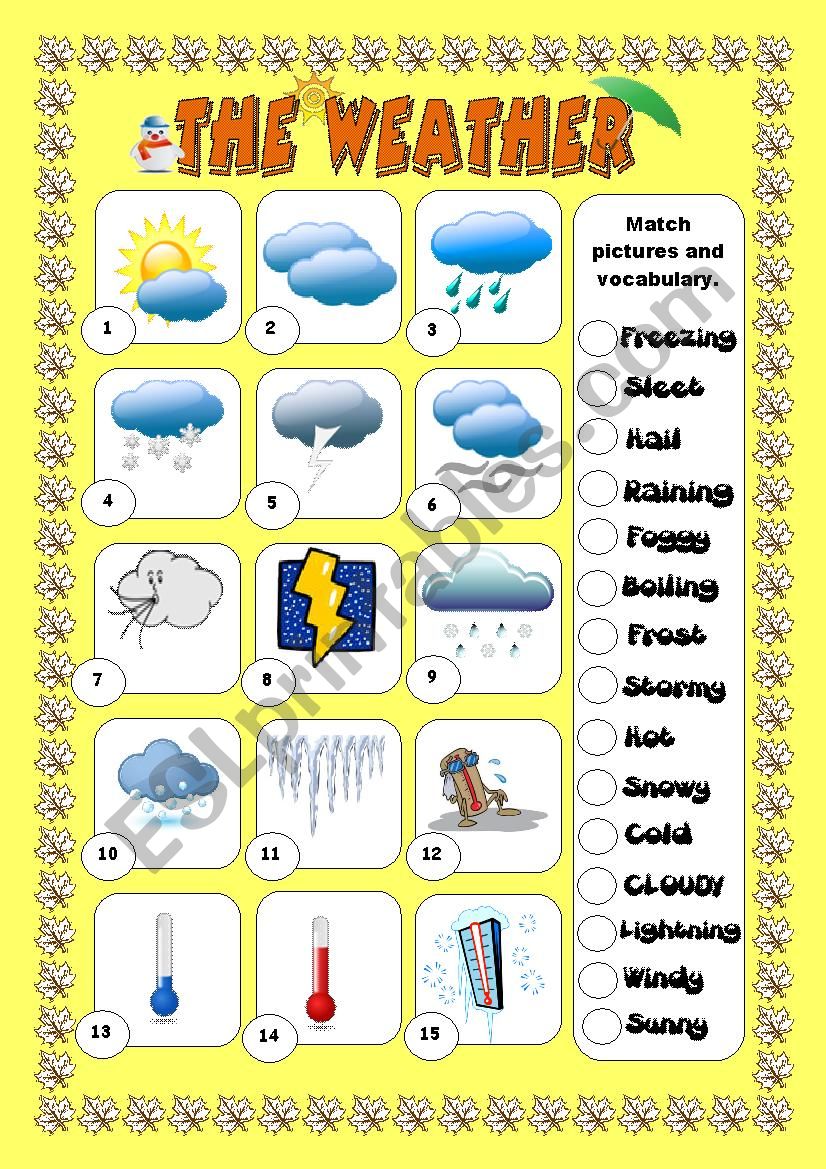 Weather - Look and match worksheet