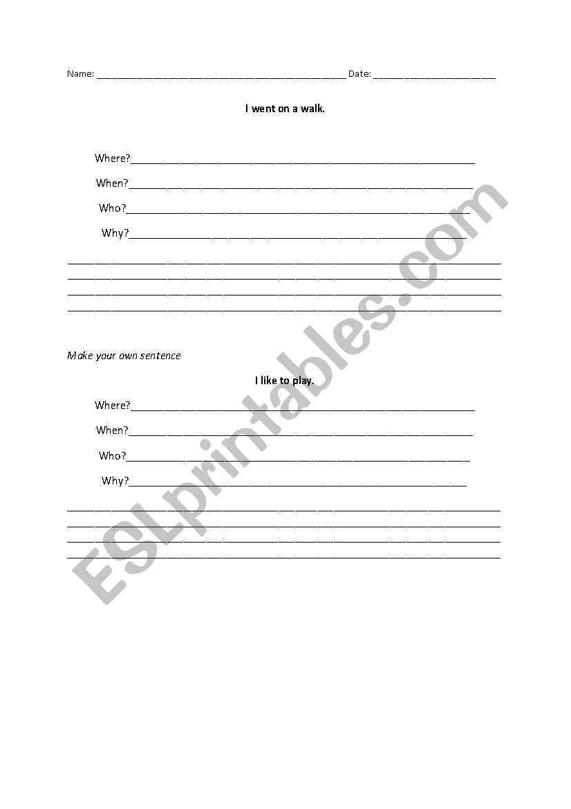 Expand the Sentence worksheet