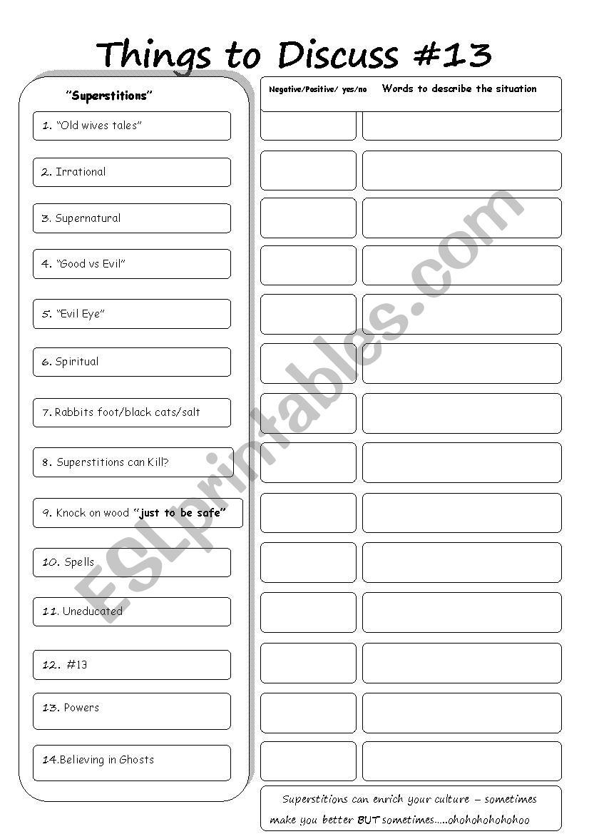 Things to Discuss #13 worksheet