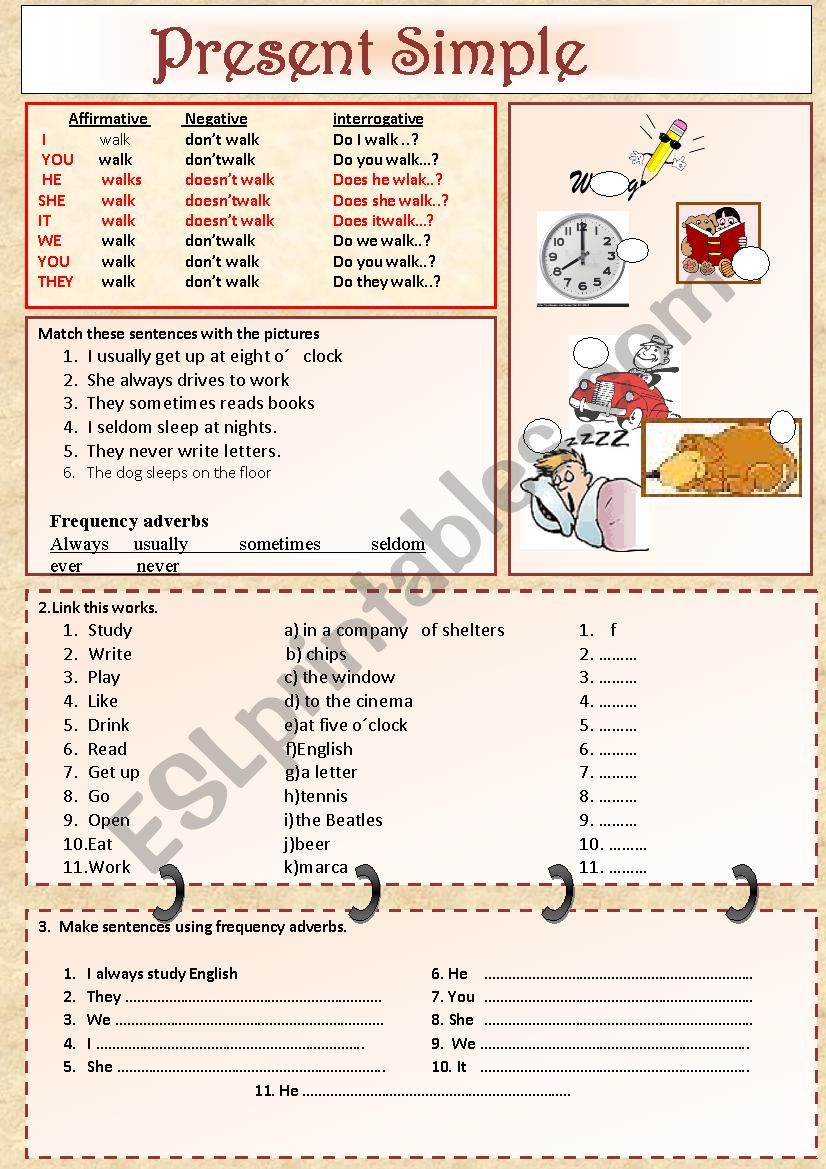 Present simple worksheet