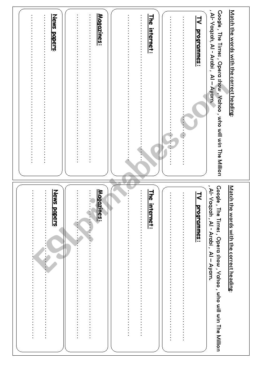 media worksheet