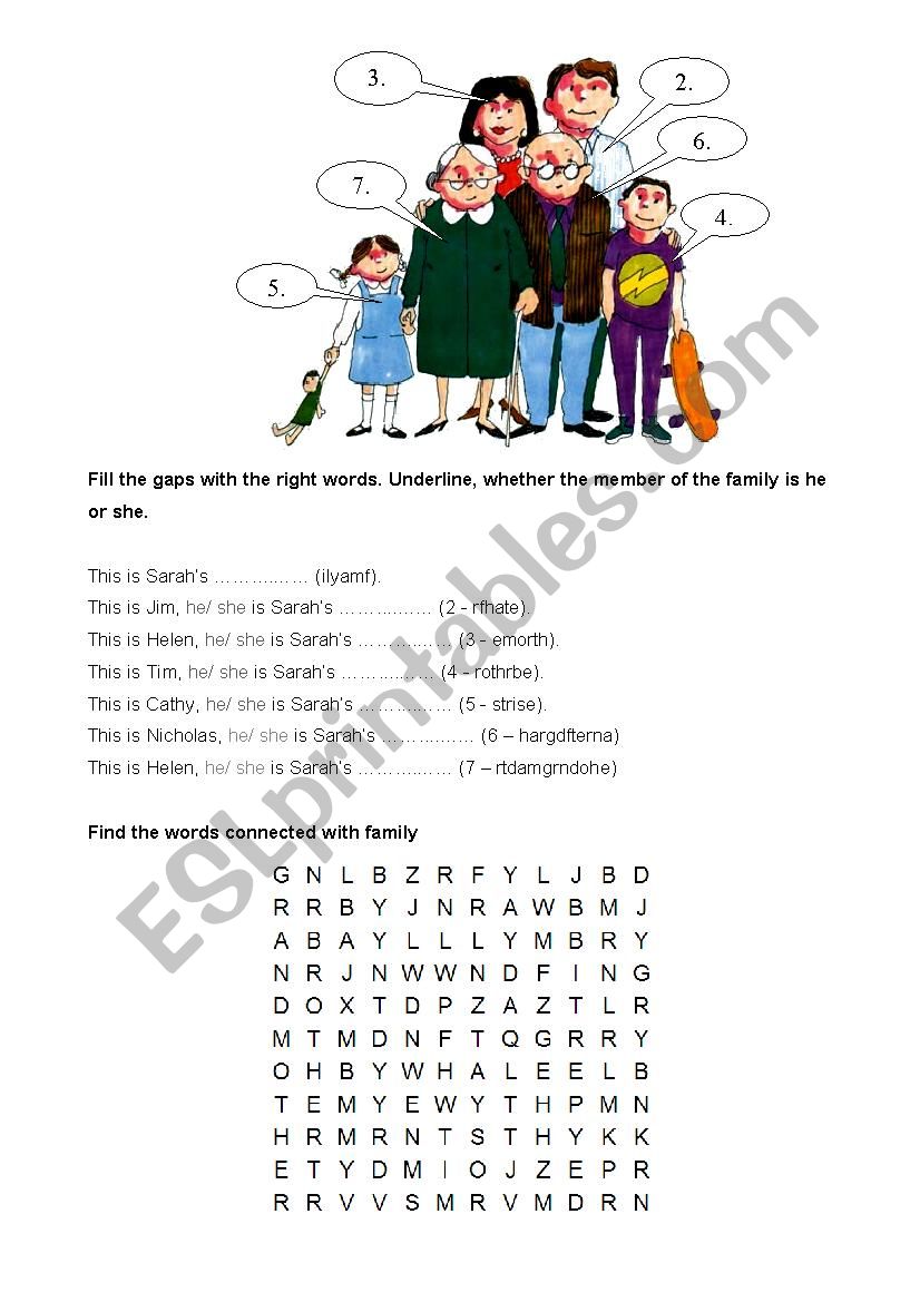 Family worksheet