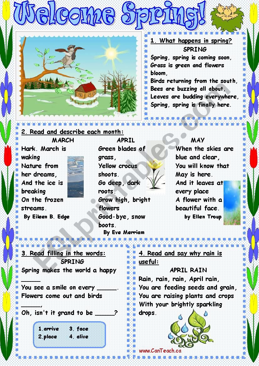 Welcome Spring! worksheet