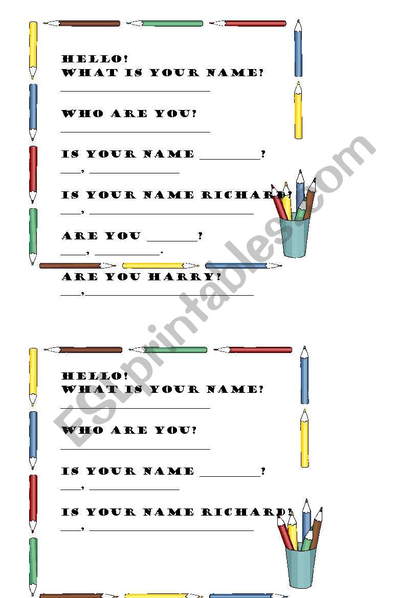 Introducing yourself worksheet