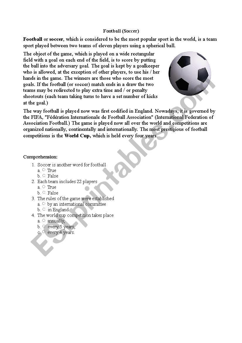 football worksheet